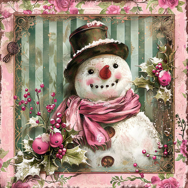 Pink Snowman Sign, DCO-102221, Sign For Wreath, 10x10in Metal Sign